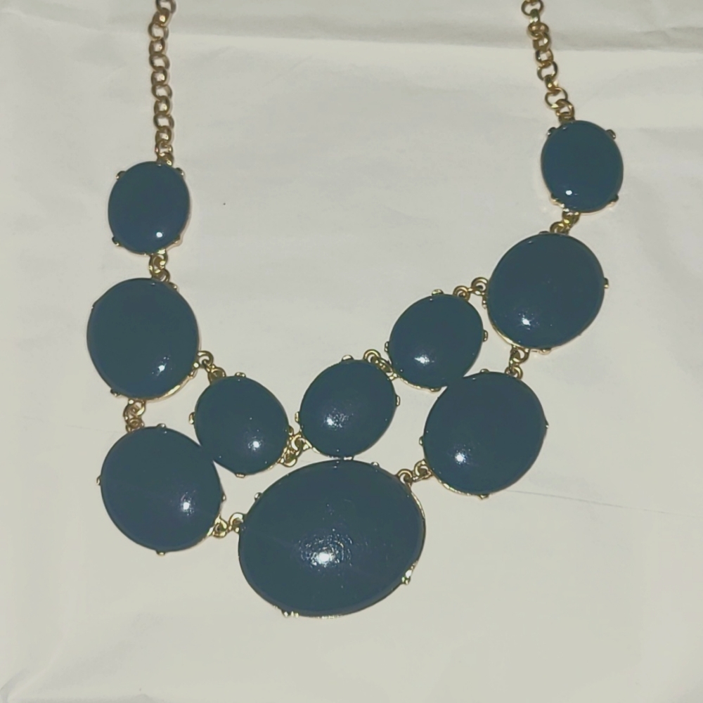 Lot of 2 Blue and Gold Bead Necklaces (Costume)